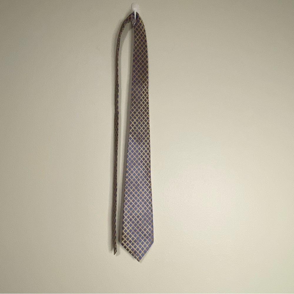 Brioni 100% silk tie Brown and Blue Patterned 59 inches long